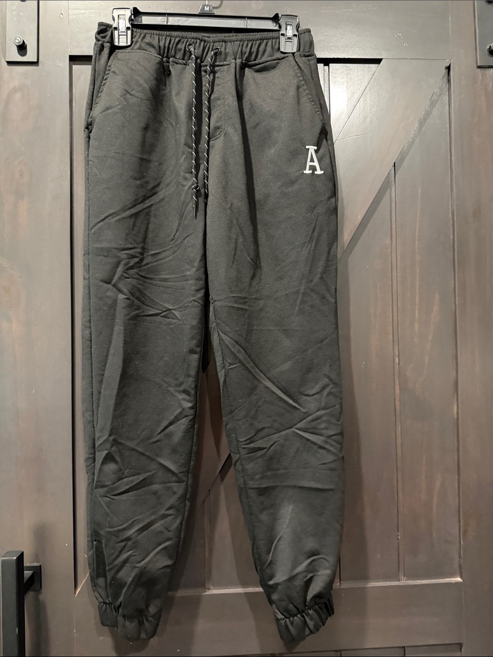 *4/$20 SHEIN Black Men's Jogger Sweatpants with White 'A' Patch